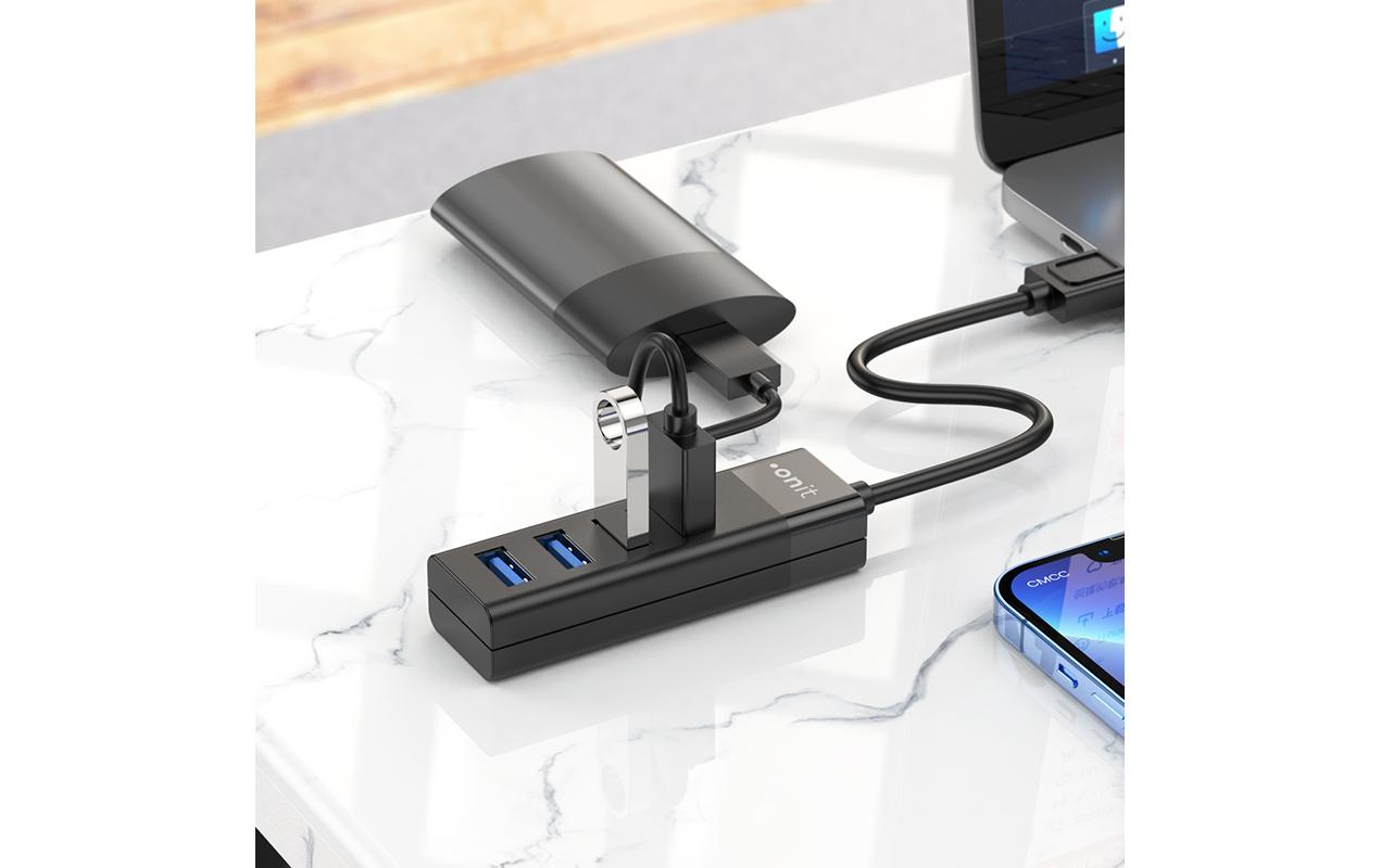 ONIT F00836 USB-Hub – USB 3.0, 4× USB-A, für Windows/Mac/Linux