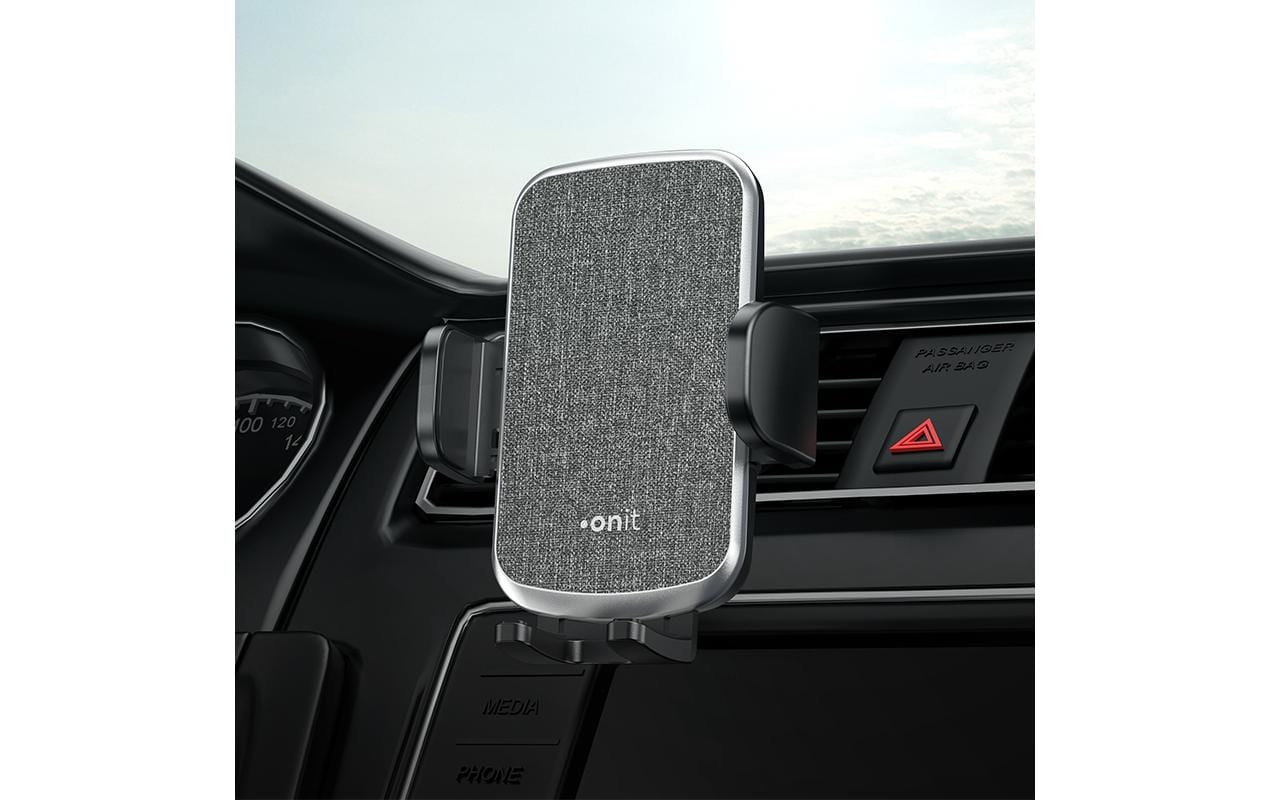 ONIT Auto-Halterung, Lüftung, drehbar, neigbar – für Geräte 55–95 mm – Schwarz, ABS