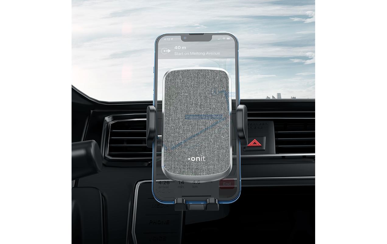 ONIT Auto-Halterung, Lüftung, drehbar, neigbar – für Geräte 55–95 mm – Schwarz, ABS