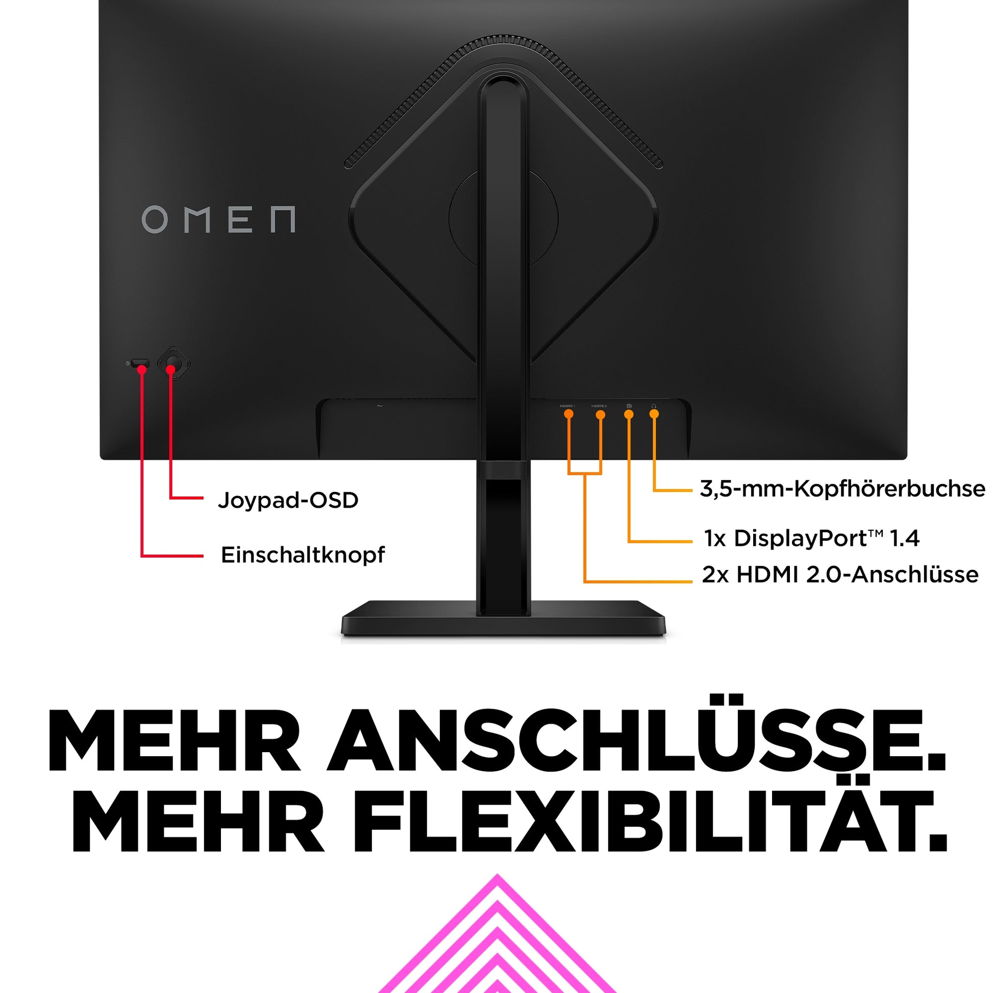 HP OMEN 27q – Monitor, 27", 2560 × 1440 (WQHD), IPS, 165 Hz, 400 cd/m², VESA 100 × 100, Schwarz