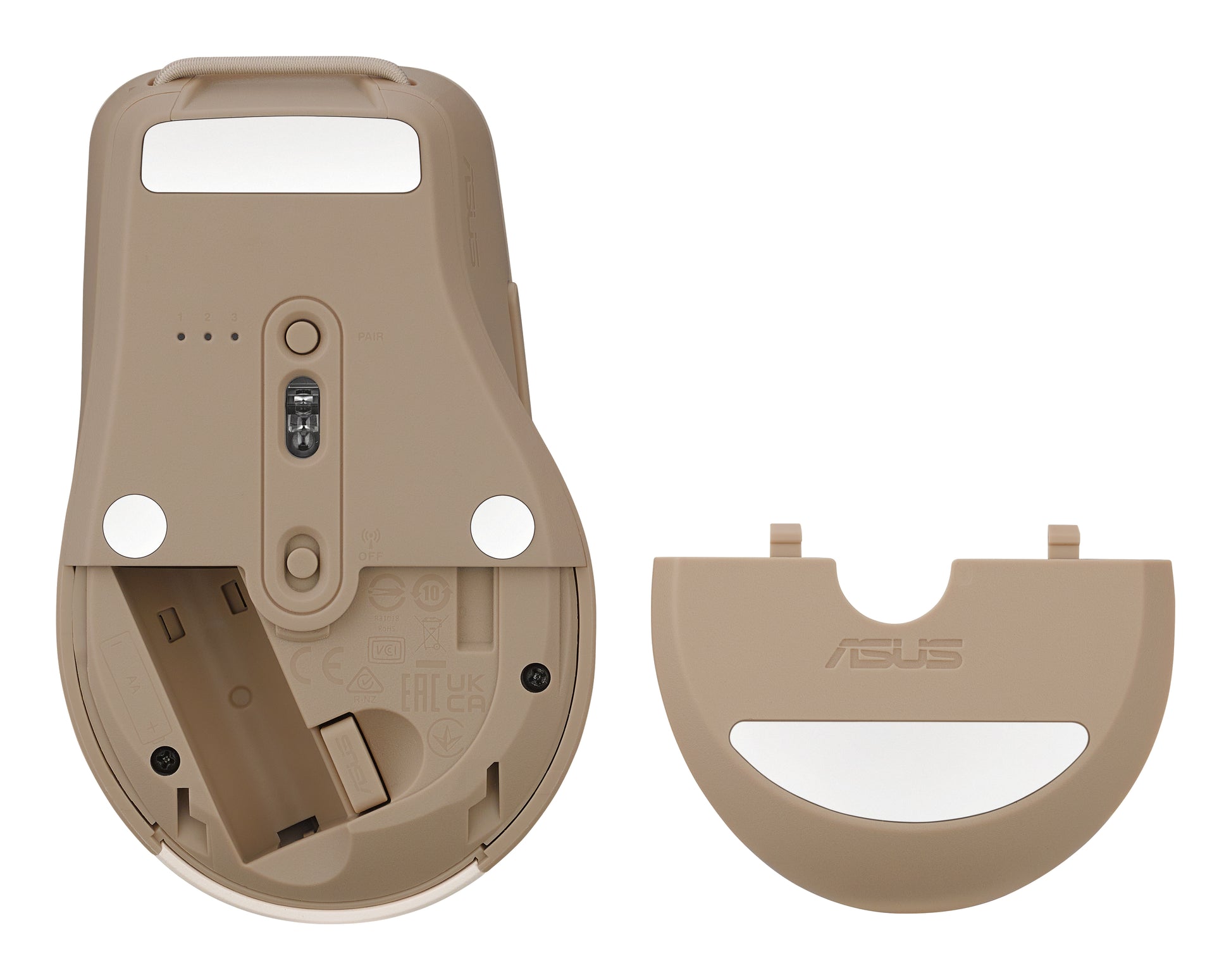 ASUS Smarto Md200 Silent Plus – Maus – Kabellos (Bluetooth/2,4 GHz), 4200 DPI, beidhändig, Beige