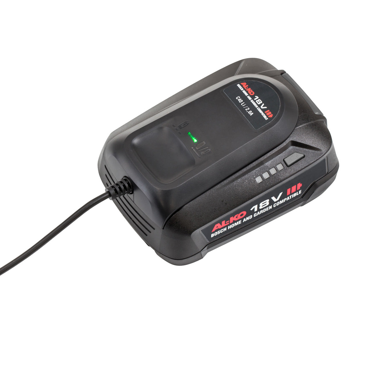 AL-KO C40 LI Ladegerät 18 V 2,0 A – für Bosch 18 V POWER FOR ALL – schwarz