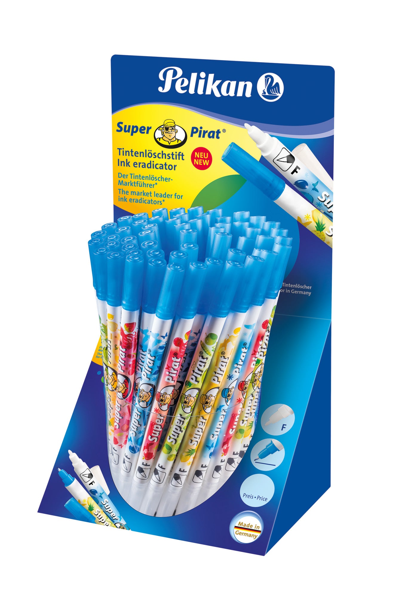 Pelikan Super Pirat Tintenlöscher – fein (F), blau, 50 Stk.