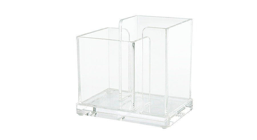 Wedo Stifteköcher – 2 Fächer, transparent, Acryl, B 120 × H 100 × T 85 mm