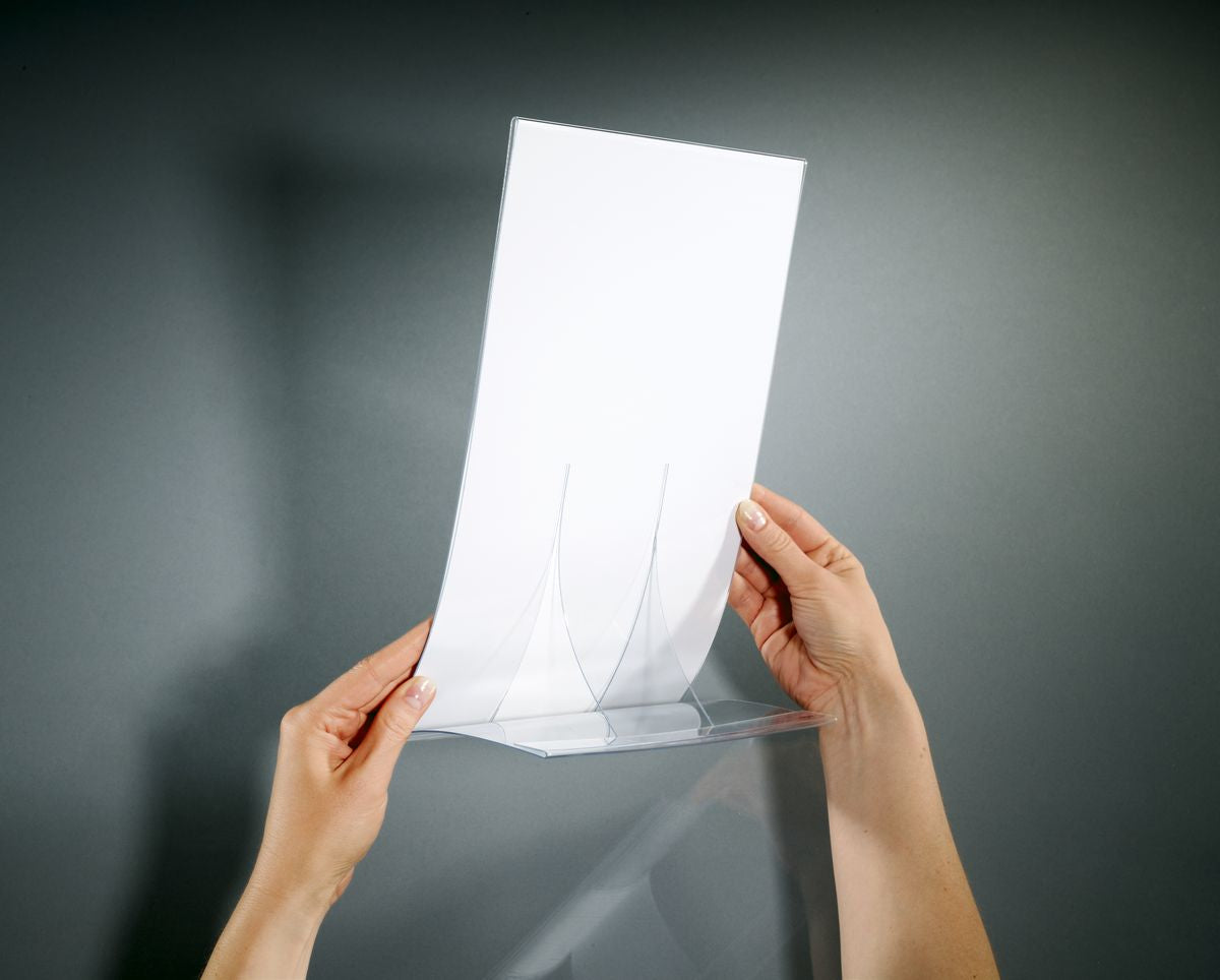 Sigel Tischaufsteller – für A5 Hochformat, Transparent, Kunststoff, 157×90×225 mm