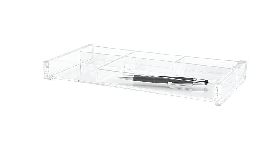Wedo CRISTALLIC 601616 Stifteköcher – 5 Fächer, rutschfest, transparent, Acryl, B 270 × H 30 × T 125 mm
