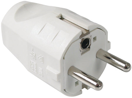 Bachmann Montagestecker, CEE 7/7 (Typ E/F), für Zuleitungen H03VV-F/H05VV-F 3G, 0,75–1,5 mm² – weiss