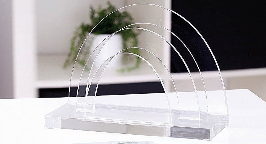 Wedo CRISTALLIC 603016 Stehsammler – 2 Fächer, transparent, Acryl, B 120 × H 170 × T 68 mm