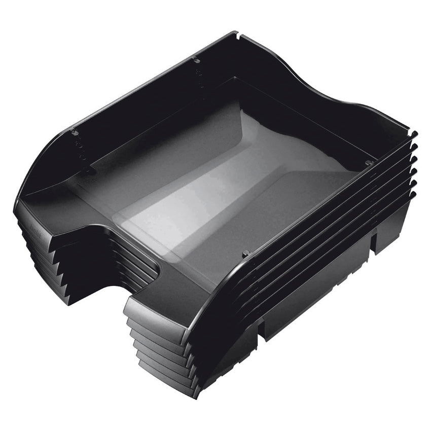 Helit Briefkorb – mit Griffausschnitt, mit Beschriftungsfeld, glänzend, schwarz, B 275 × H 66 × T 355 mm