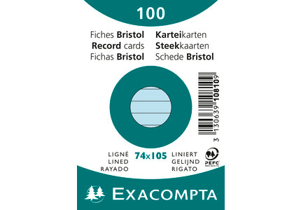 Exacompta Karteikarten – A7 – liniert, blau – 100 Stk