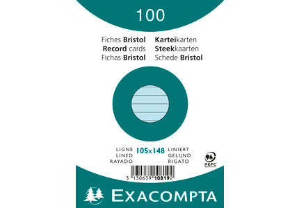 Exacompta Karteikarten – A6 – liniert, blau, 205 g/m² – 100 Stk