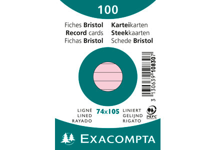 Exacompta Karteikarten – A7 – liniert, rosa – 100 Stk