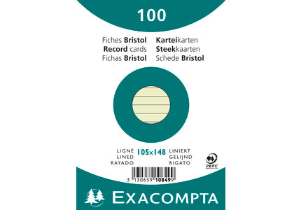 Exacompta Karteikarten – A6 – liniert, grün, 205 g/m² – 100 Stk
