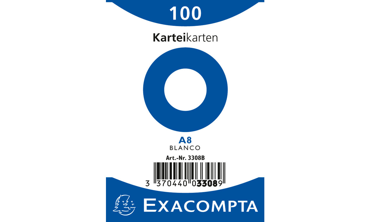 Exacompta Karteikarte A8 quer, blanko, weiss, 205 g/m², Karteikarton – 100 Stück
