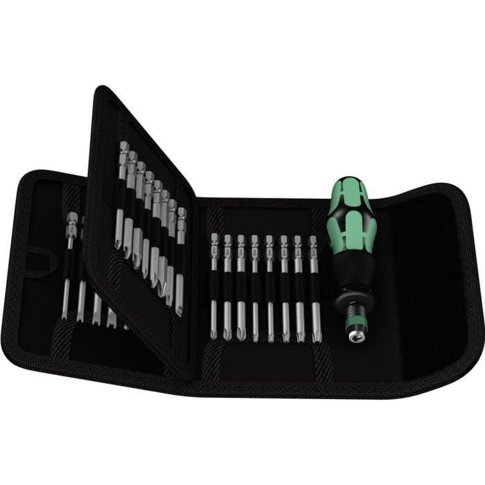 Wera Schraubendreher-Bit-Set Kraftform Kompakt 62 – 32 Bits – Antrieb 1/4"