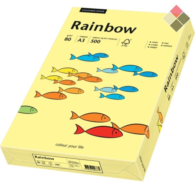 Papyrus Rainbow Farbiges Kopierpapier Hellgelb – A3, 80 g/m², 500 Blatt