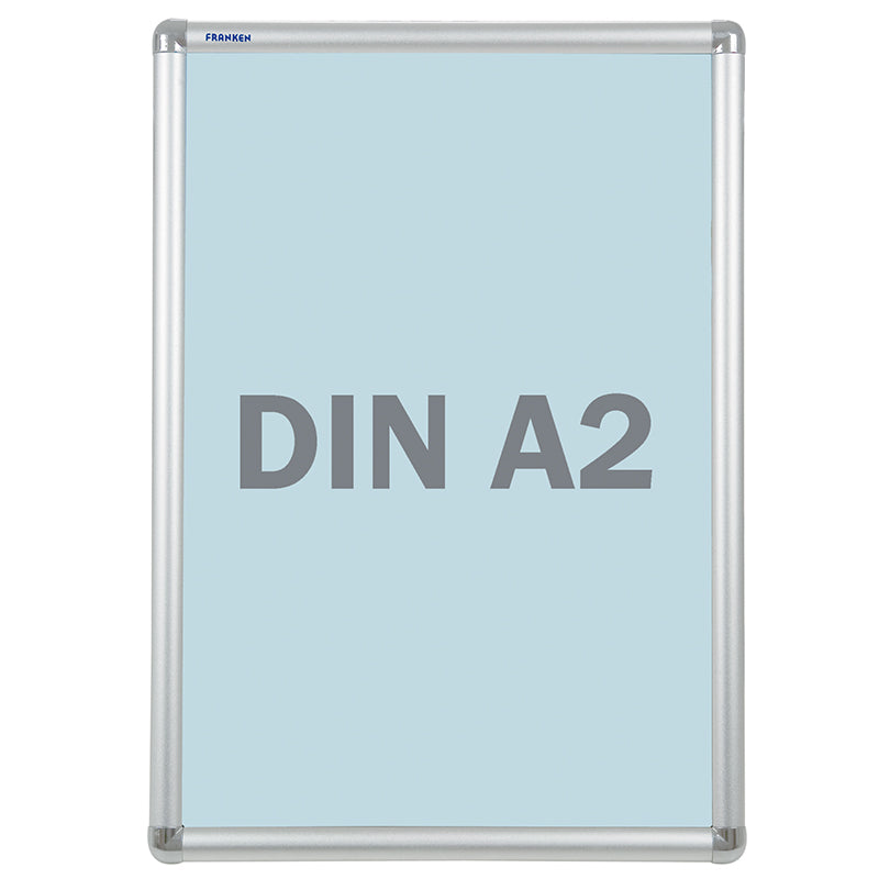 Franken Plakatrahmen – für A2 – Klapprahmen, entspiegelt – Silber – Aluminium – 450×624×12 mm
