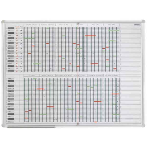 Franken Projektplaner, JetPlaner, magnetisch, trocken abwischbar, Alurahmen – 120 × 90 cm, Silber