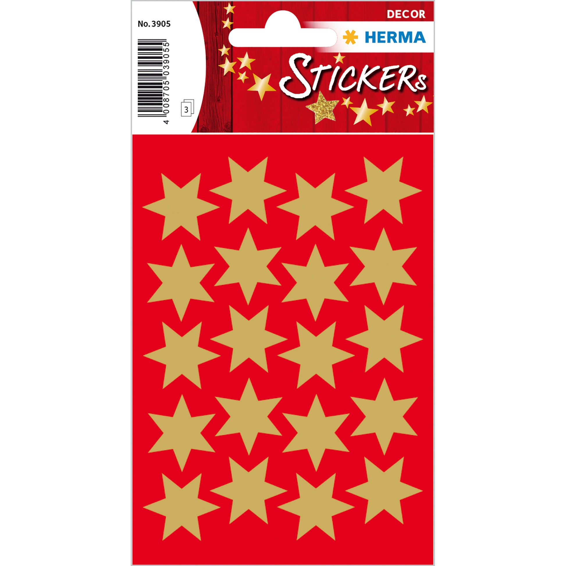 HERMA Schmucketiketten Sterne – 60 Stück – permanent – Gold