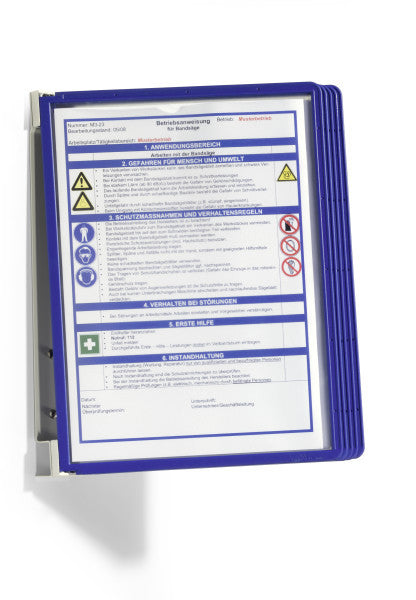 Durable Vario Sichttafelsystem Wandelement für A4, Blau – 5 Sichttafeln