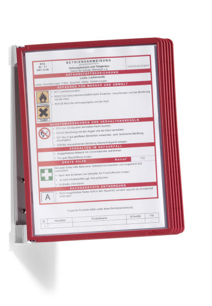 Durable Vario Sichttafelsystem Wandelement für A4, Rot – 5 Sichttafeln