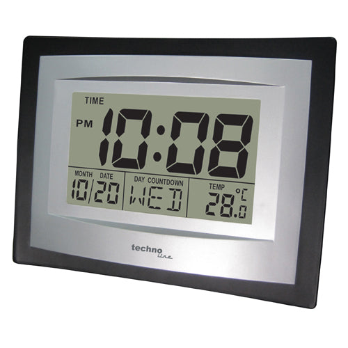 Technoline WS8004 Digitalwecker, Schlummerfunktion, Thermometer, 22 × 17 × 3,5 cm, Silber, Kunststoff