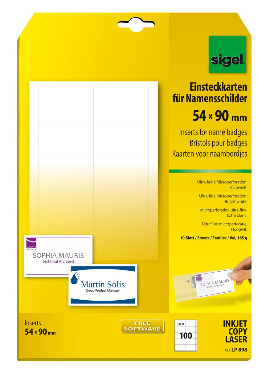 Sigel Schuletiketten – 90 × 54 mm, 100 Stk, 10 Bogen, Papier
