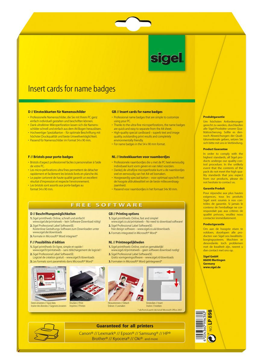 Sigel Schuletiketten – 90 × 54 mm, 100 Stk, 10 Bogen, Papier