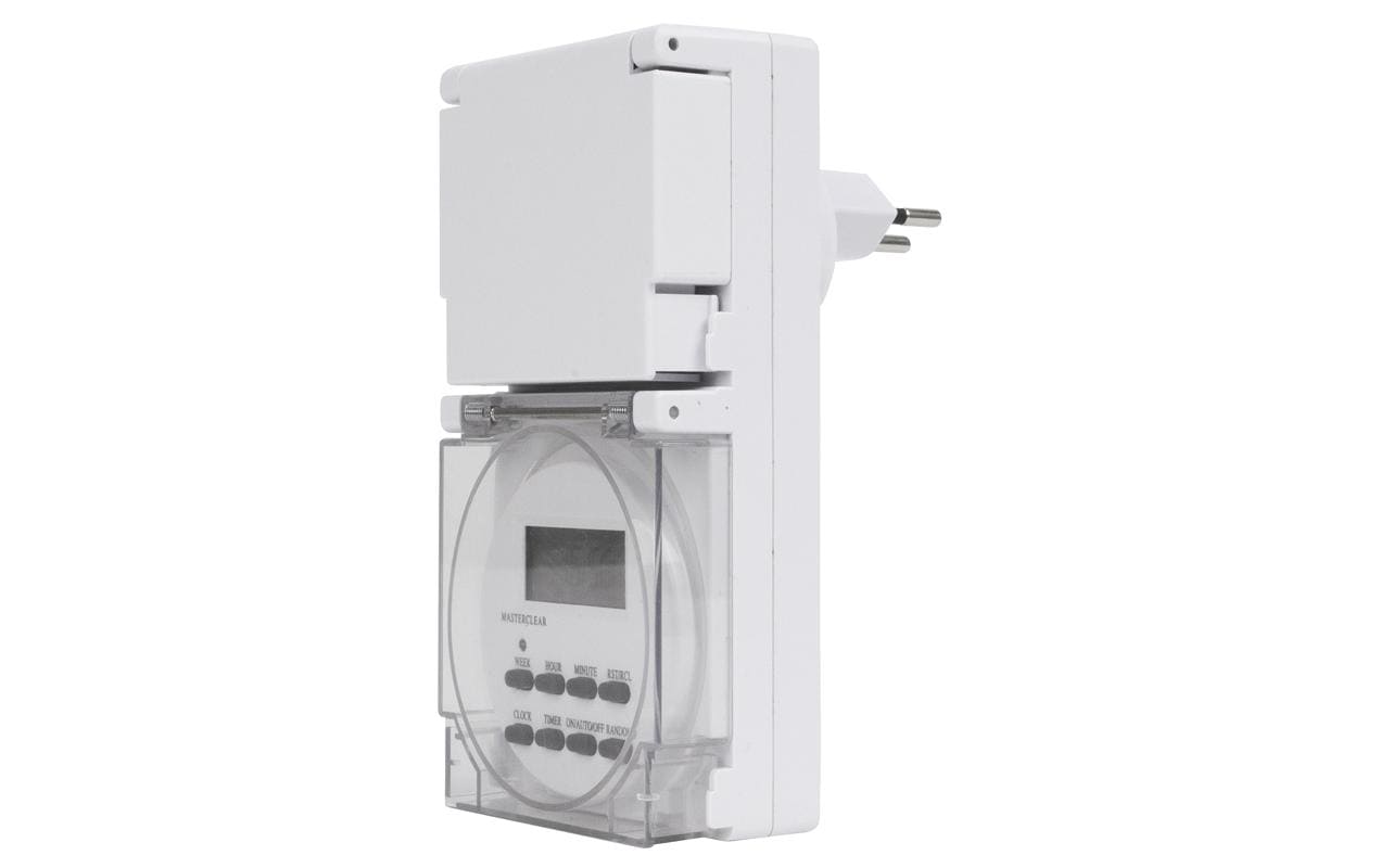 Steffen Digitale Zeitschaltuhr (DIN-Schiene) – Wochentimer, IP55 – 230 V, 10 A – Zwischenstecker