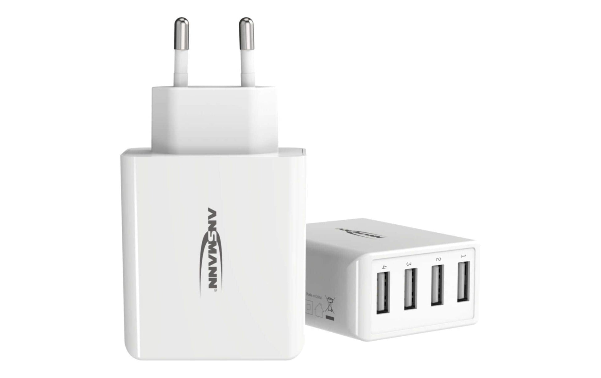 Ansmann Home Charger HC430 USB-Ladegerät 30 W – USB-A×4 – für Smartphones, Tablets u. Ä. – Weiss