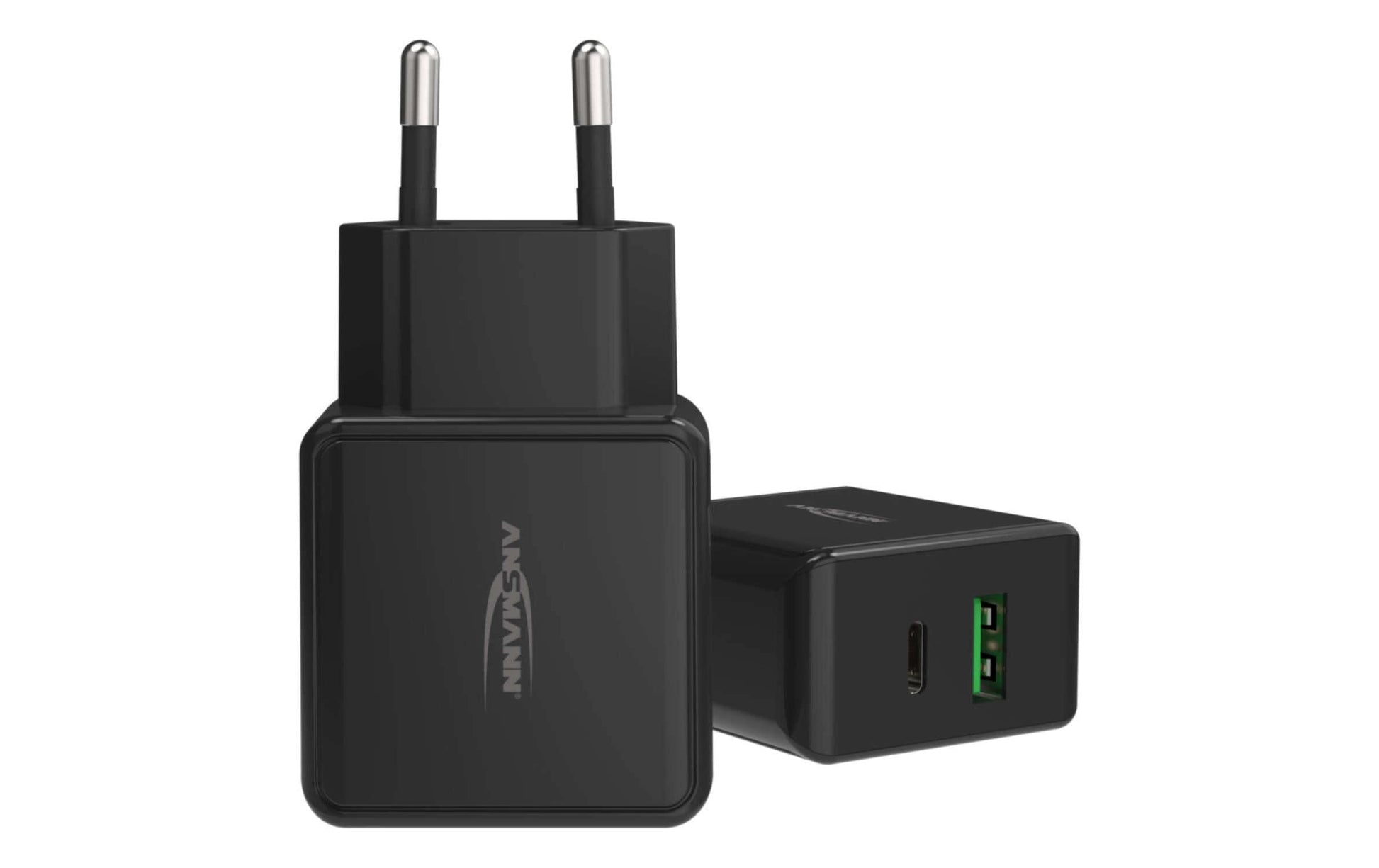 Ansmann HC218PD USB-Ladegerät 20 W – USB-C×1, USB-A×1 – PD, QC 3.0 – Schwarz