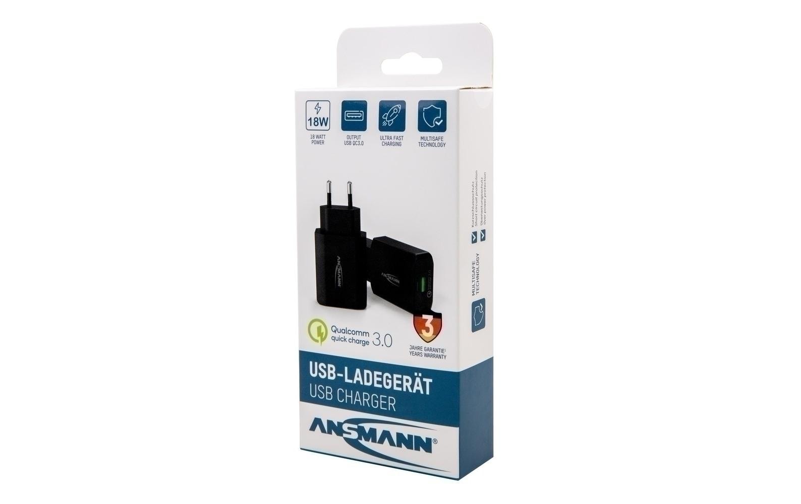Ansmann HC218PD USB-Ladegerät 18 W – USB-A×1 – QC 3.0 – Schwarz