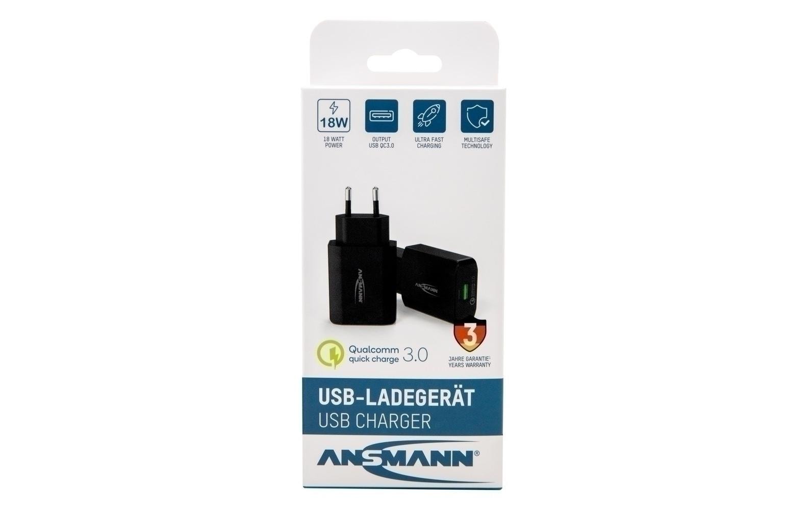 Ansmann HC218PD USB-Ladegerät 18 W – USB-A×1 – QC 3.0 – Schwarz