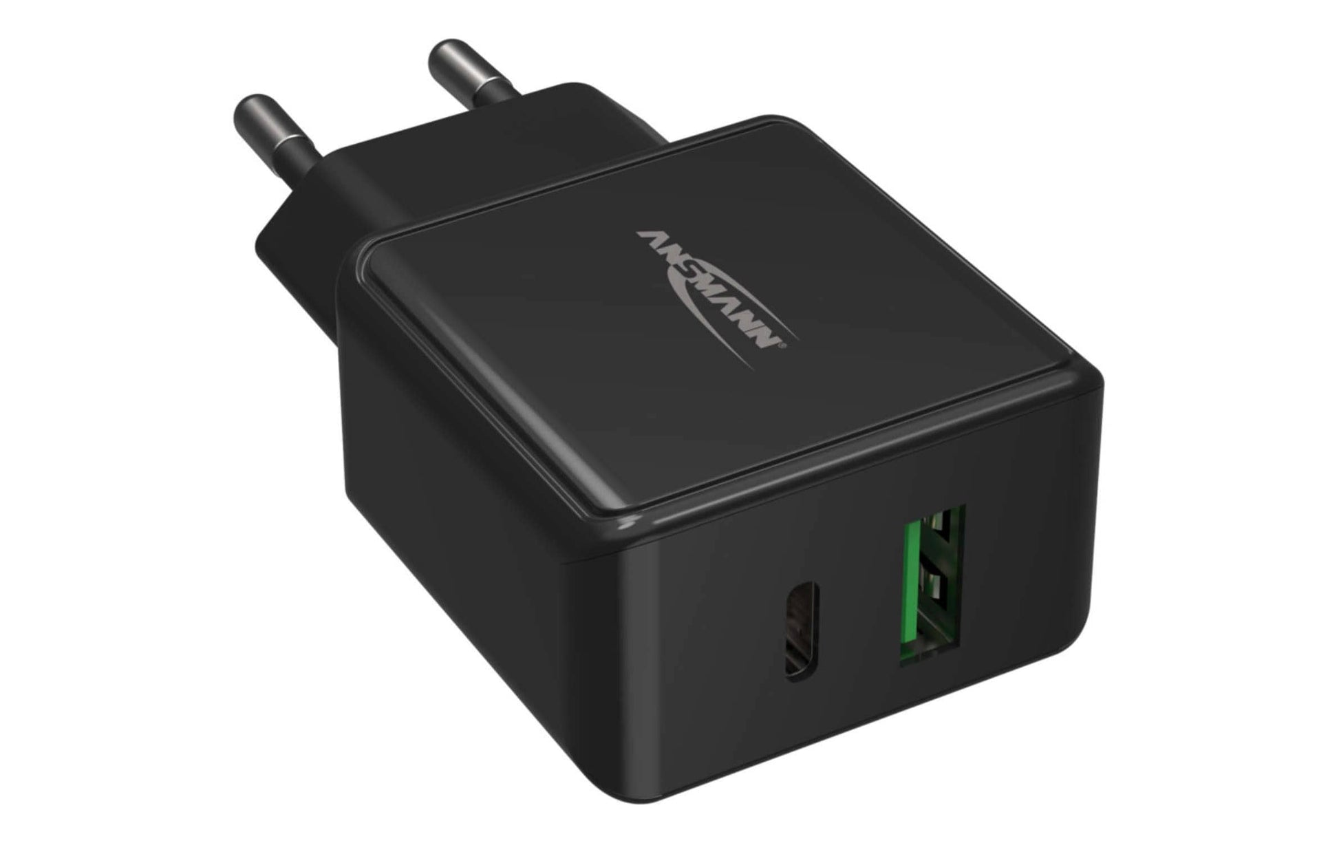 Ansmann HC218PD USB-Ladegerät 20 W – USB-C×1, USB-A×1 – PD, QC 3.0 – Schwarz