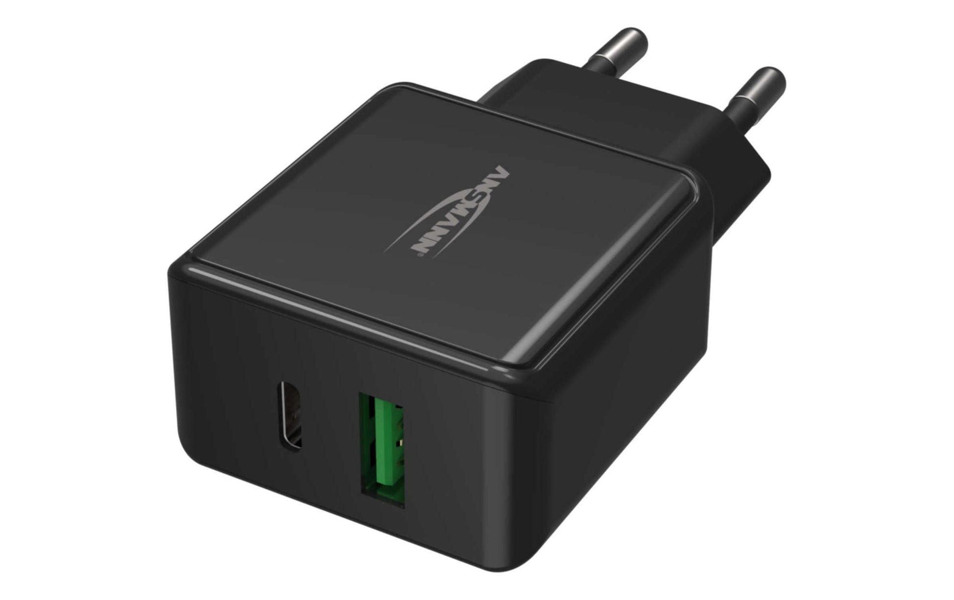 Ansmann HC218PD USB-Ladegerät 20 W – USB-C×1, USB-A×1 – PD, QC 3.0 – Schwarz