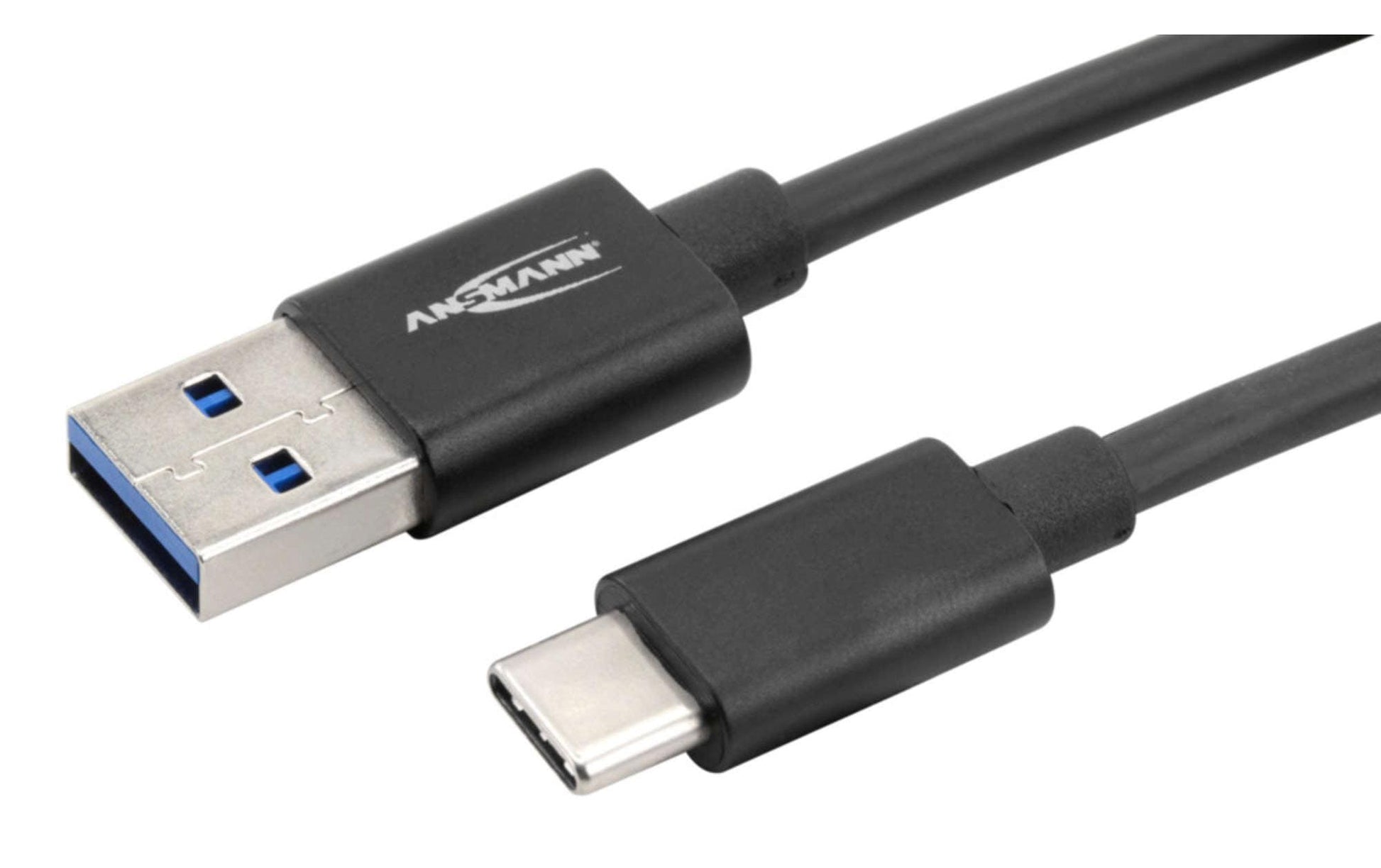Ansmann USB-A auf USB-C Kabel – USB 3.2 Gen 1 (5 Gbit/s) – 1,2 m – TPE-Mantel, Aluminiumkontakte – Schwarz
