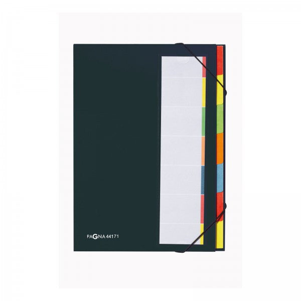 Pagna Fächermappe A4 – 7 Fächer, Gummiband, Karton, Schwarz