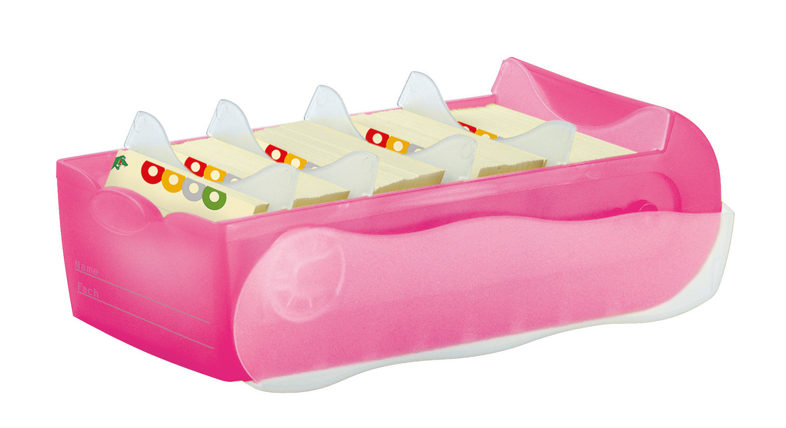 HAN Karteikasten Croco – für A8 – mit Deckel, für 500 Karten, Kunststoff, Pink/Weiss, inkl. 100 Karten