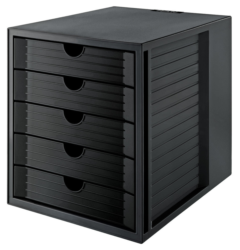 HAN Schubladenelement – 5 Schubladen, für A4, schwarz, Kunststoff