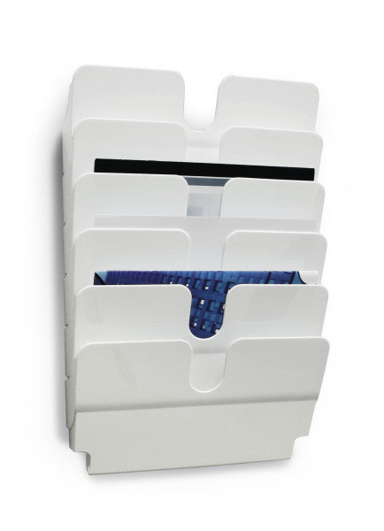 Durable Wandprospekthalter FLEXIPLUS 6 – für A4 quer, 6 Fächer, weiss, 340×100×520 mm