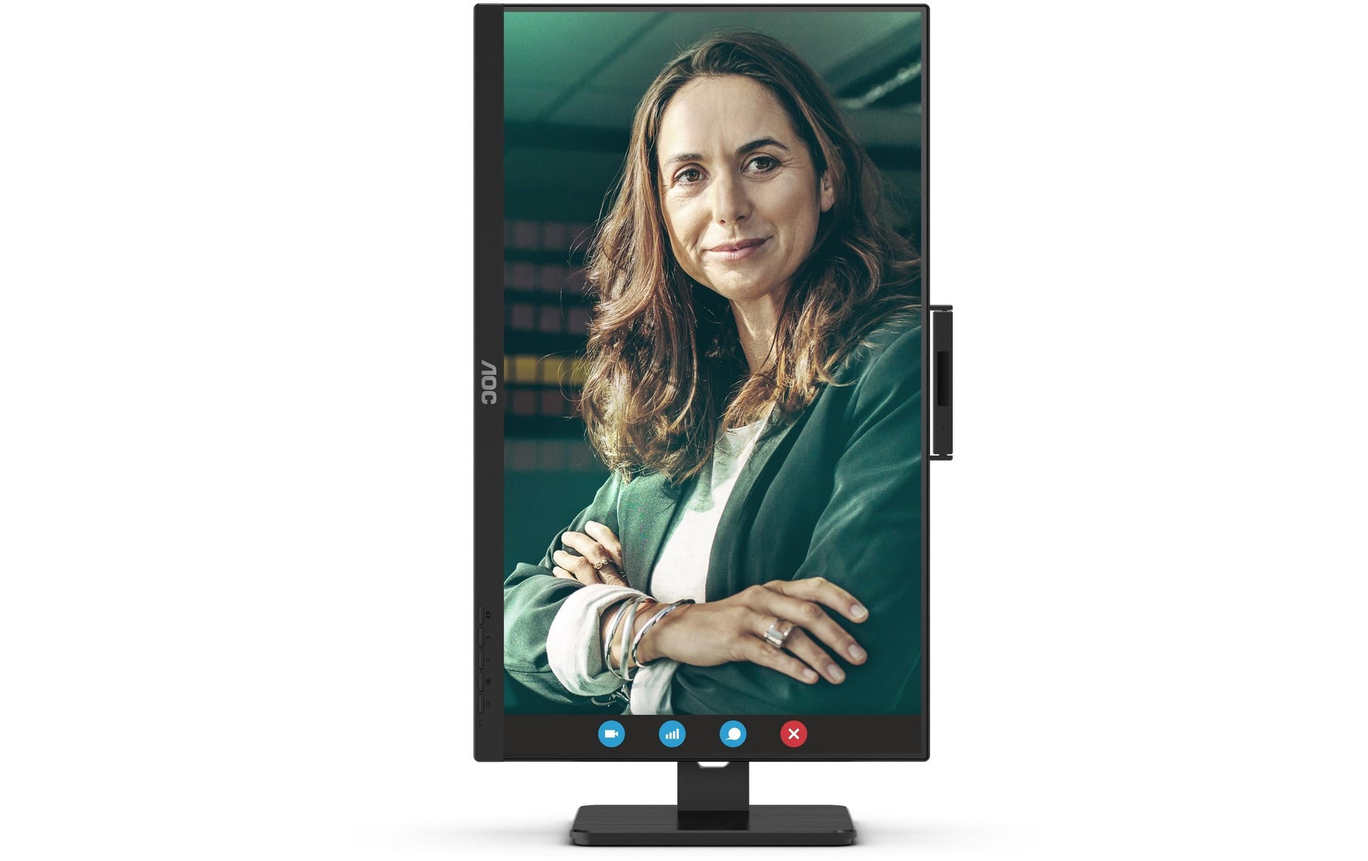 AOC Monitor, 27", IPS, 75 Hz, 350 cd/m², Webcam, USB-Hub, Integrierte Lautsprecher, VESA 100 × 100, Schwarz