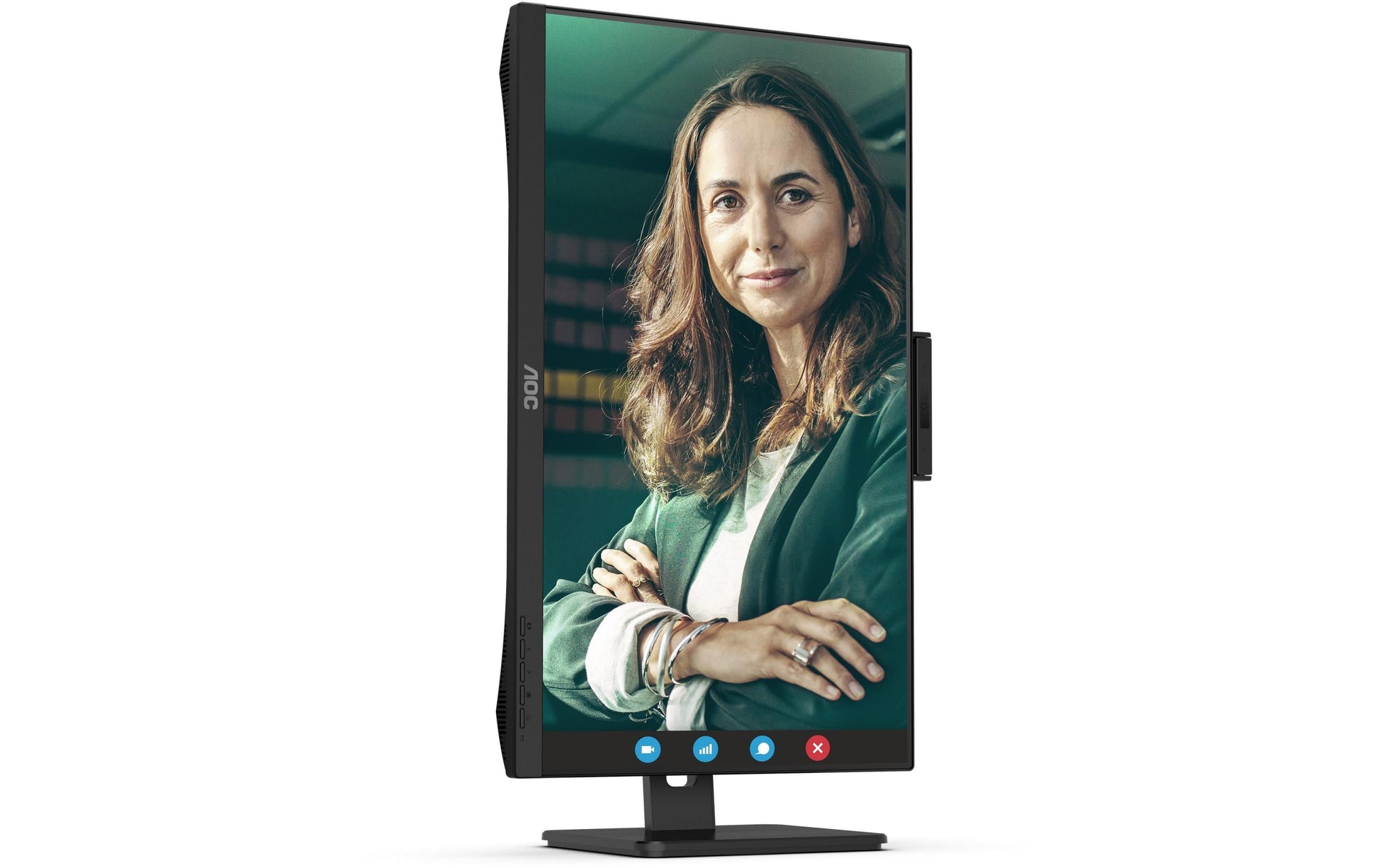 AOC Monitor, 27", IPS, 75 Hz, 350 cd/m², Webcam, USB-Hub, Integrierte Lautsprecher, VESA 100 × 100, Schwarz