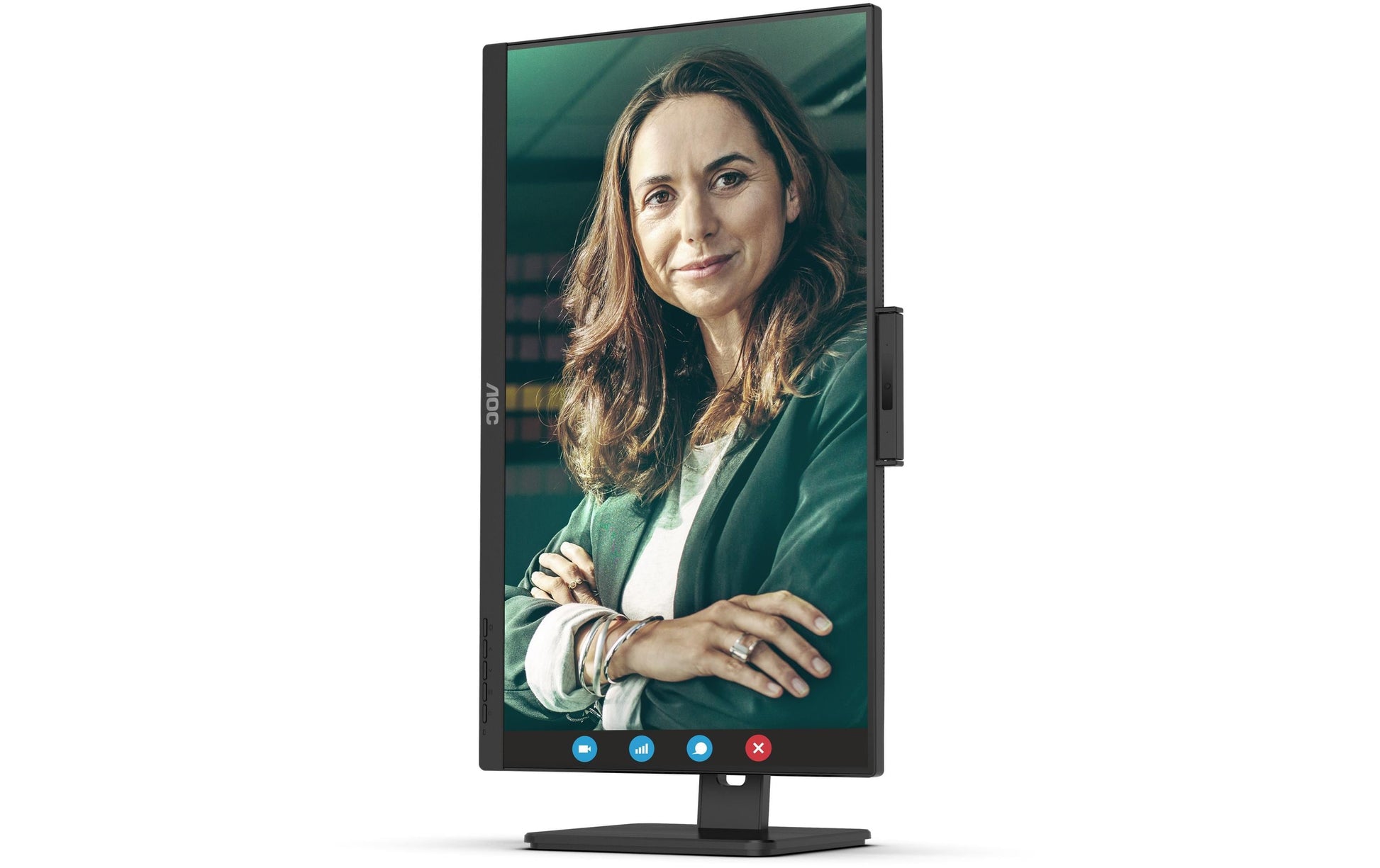 AOC Monitor, 27", IPS, 75 Hz, 350 cd/m², Webcam, USB-Hub, Integrierte Lautsprecher, VESA 100 × 100, Schwarz