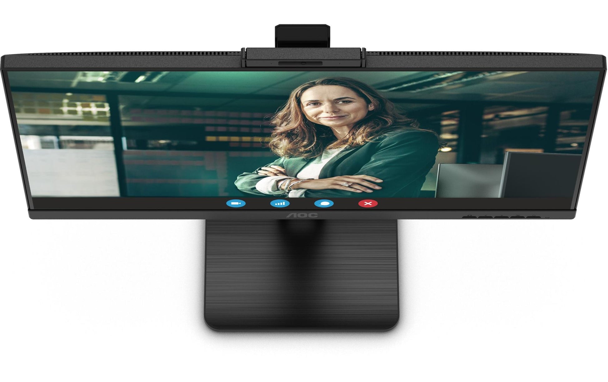 AOC Monitor, 27", IPS, 75 Hz, 350 cd/m², Webcam, USB-Hub, Integrierte Lautsprecher, VESA 100 × 100, Schwarz