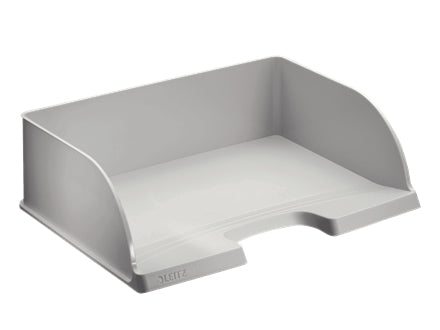 Leitz Stapelbarer Briefkorb mit Griffausschnitt, Beschriftungsfeld, matt, grau, B 363 × H 103 × T 273 mm