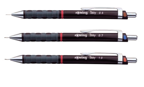 Rotring Tikky Druckbleistift – 0,35 / 0,5 / 0,7 mm, Schwarz, 3 Stück