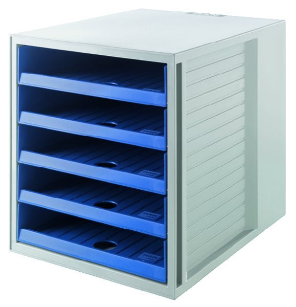 HAN Karma Aufbewahrungsbox C4 – 5 Schubladen, stapelbar, 275 × 320 × 330 mm, blau, Kunststoff