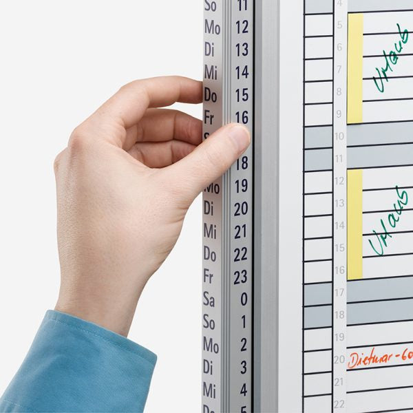 Franken Jahresplaner, EUROLine, magnetisch, lackiert, trocken abwischbar, Alurahmen – 94,5 × 61,5 cm, grau