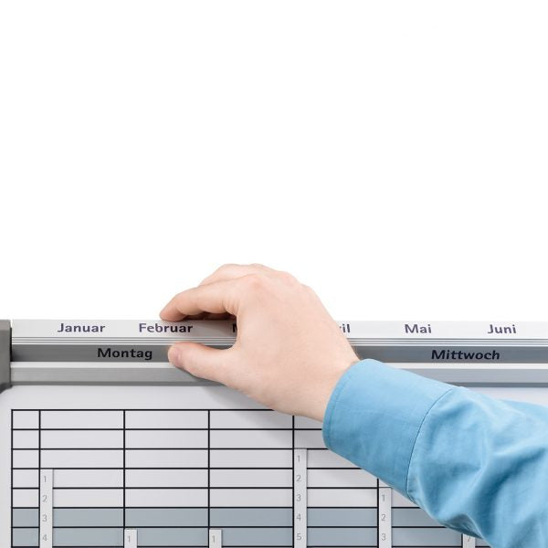Franken Jahresplaner, EUROLine, magnetisch, lackiert, trocken abwischbar, Alurahmen – 94,5 × 61,5 cm, grau