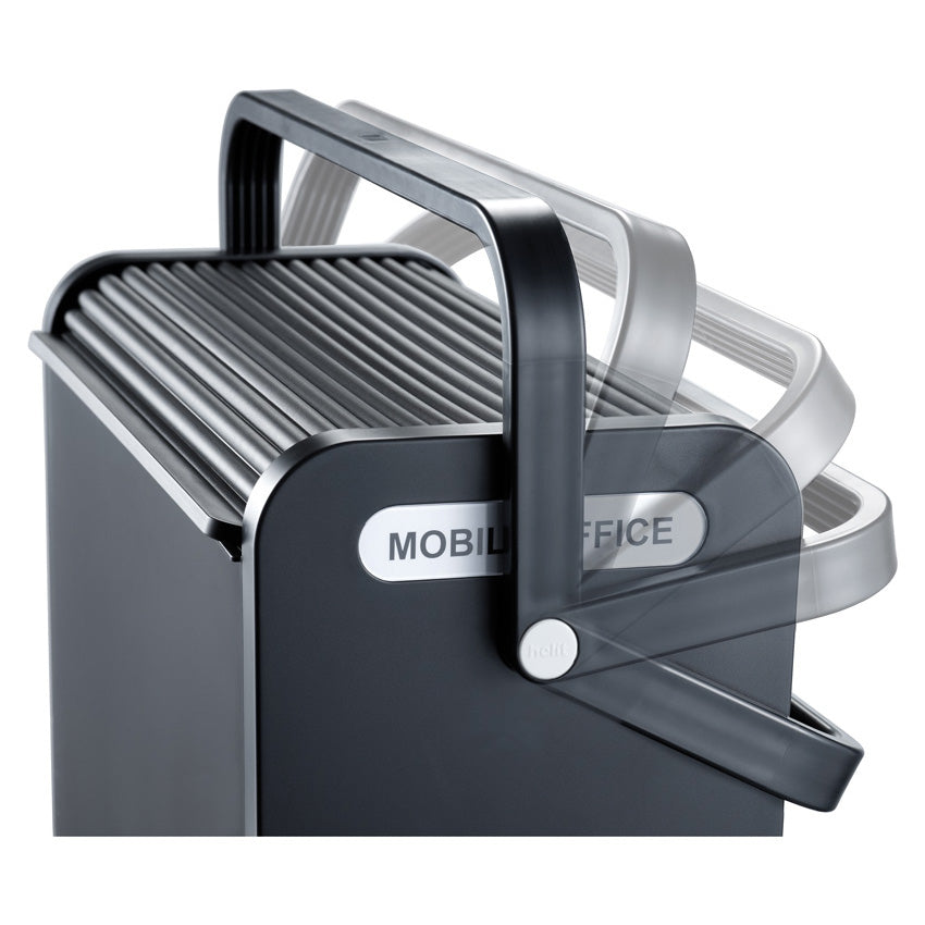 Helit the mobil box Hängemappen-Box A4 – für 25 Hängemappen, mit Rolloverschluss, 425 × 375 × 200 mm, schwarz